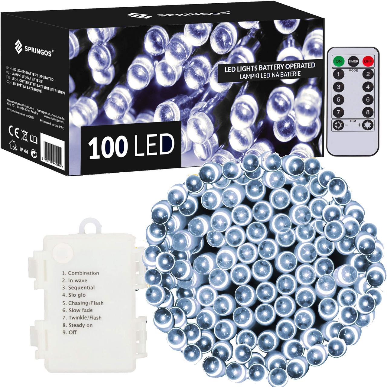 Гірлянда на батарейках Springos 10 м 100 Pilot CL4035 Cold White .