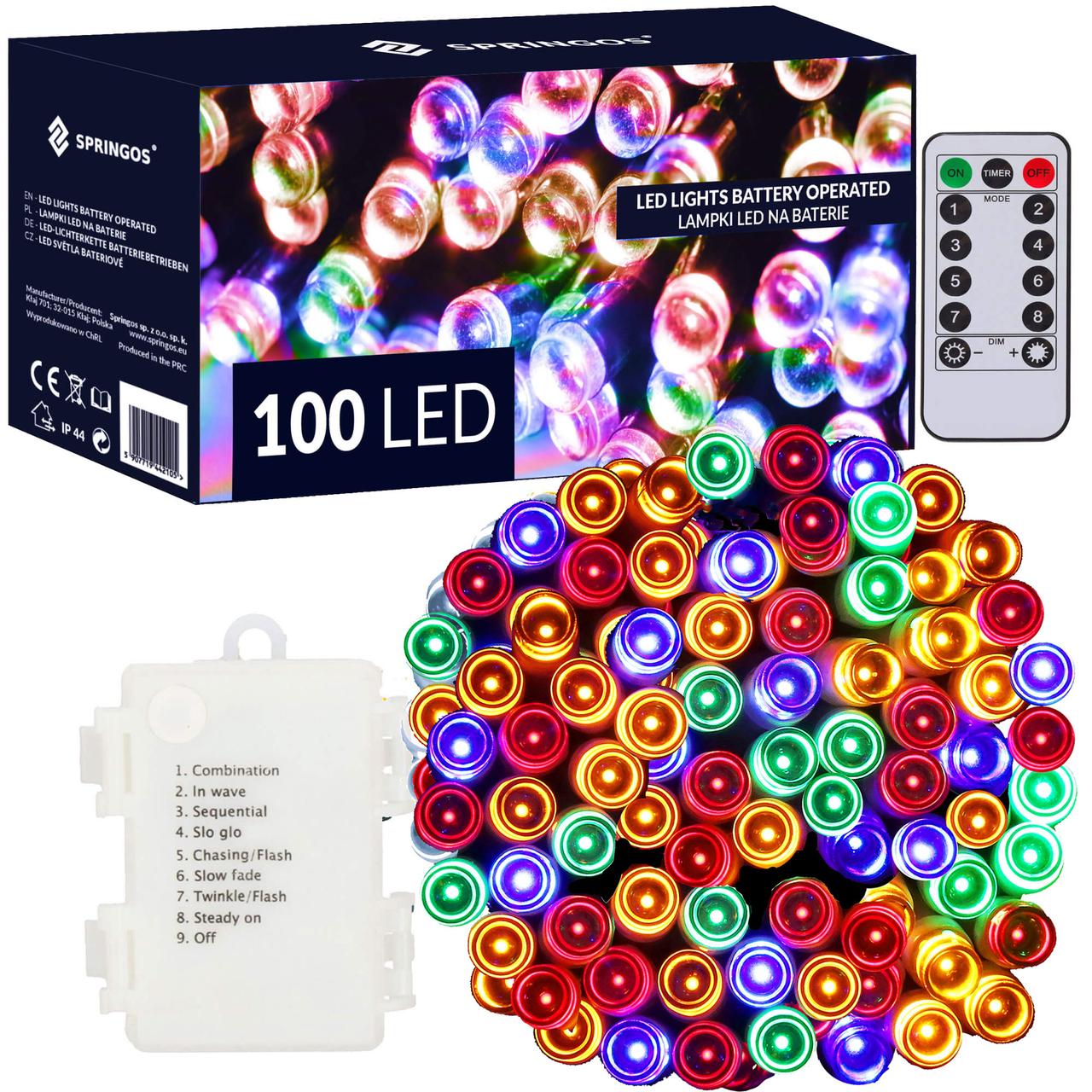 Гірлянда на батарейках Springos 10 м 100 LED Pilot CL4036 Mix .