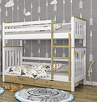 Двухъярусная детская кровать со ступеньками и ящиками, деревянная кровать для подростков Скандинавия мини