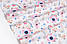 Сатин "Горобці, метелики та анемони" рожево-блакитні на білому тлі, №4389с, фото 3