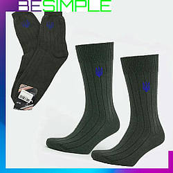 Махрові шкарпетки чоловічі з Гербом 39-42 розмір Олива / Трекінгові шкарпетки на зиму / Вовняні шкарпетки для чоловіків