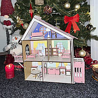 Кукольный домик для LOL с цветными стенами, лифтом и мебелью в подарок