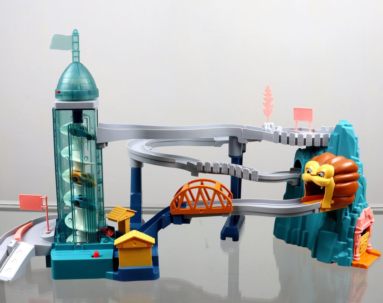 5503A Дитячий музичний трек з автоматичним підіймачем, 4 машинки, лев-тунель, дорожні знаки коробка