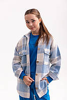 Рубашка стильная теплая в клетку на девочку подростка 9 лет. размер 134