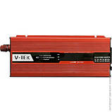 Автономний інвертор V-TEK+LCD 1000ВА/600Вт 12V/220V з модифікованою синусоїдою, клеми-крокоділі для АКБ, фото 3