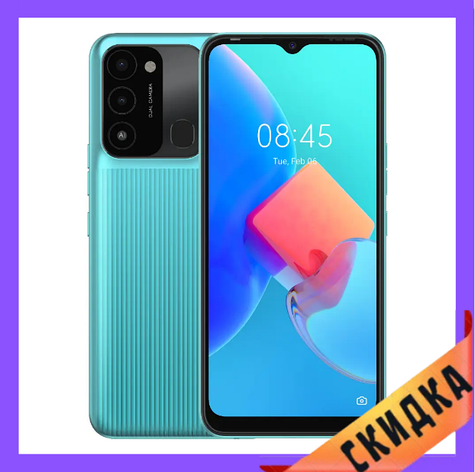 Tecno Spark 8C (KG5k) 4/64Gb Turquoise Cyan Гарантія 1 рік (*CPA -3% Знижка)_L, фото 1