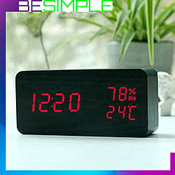 Настільний годинник з LED підсвічуванням VST-862S-1 / Електронний годинник / Годинник з гігрометром і термометром