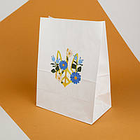 Бумажный пакет с рисунком Герб 260*150*350 Пакет подарочный белый с принтом и плоским дном
