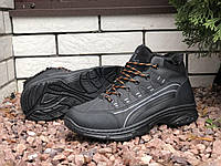 Мужские зимние тактические кроссовки на меху еко кожа Sunlanse черные, 43 44 45 размер