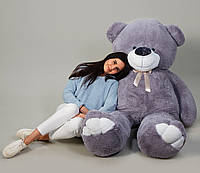 Плюшевий ведмедик у подарунок великого розміру 200 см якісний і красивий плюшевий ведмедик у сірому кольорі