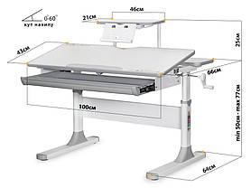 Письмовий ортопедичний дитячий стіл парта-трансформер для дому  ⁇  Mealux Edmonton Lite Серій, фото 3