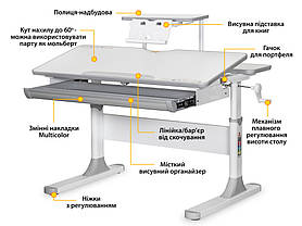 Письмовий ортопедичний дитячий стіл парта-трансформер для дому  ⁇  Mealux Edmonton Lite Серій, фото 2