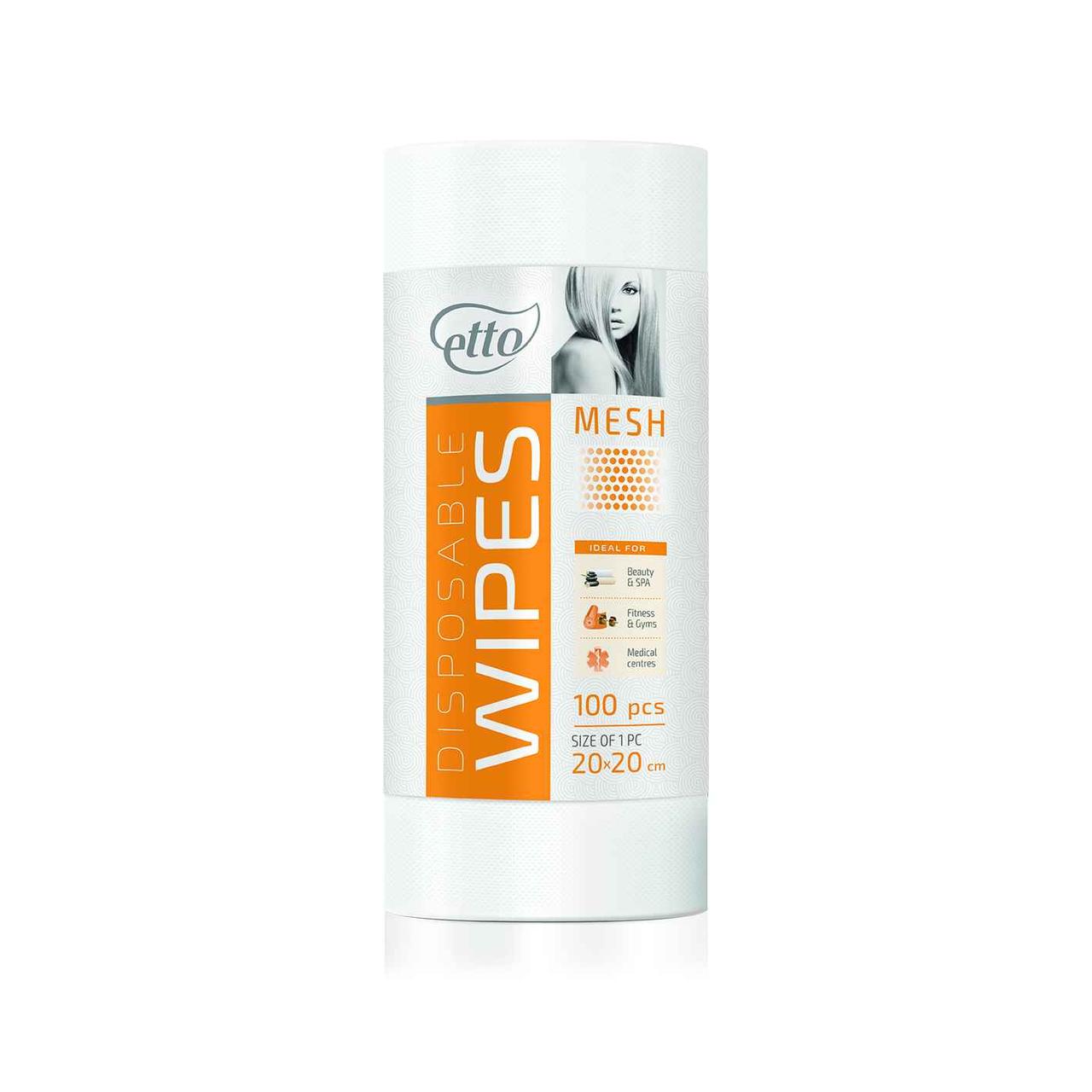 Поглинаючі серветки в рулоні 20х20 см Etto, в рулоні 100 шт 50 г/м2 - текстура Сітка-Mesh, фото 1