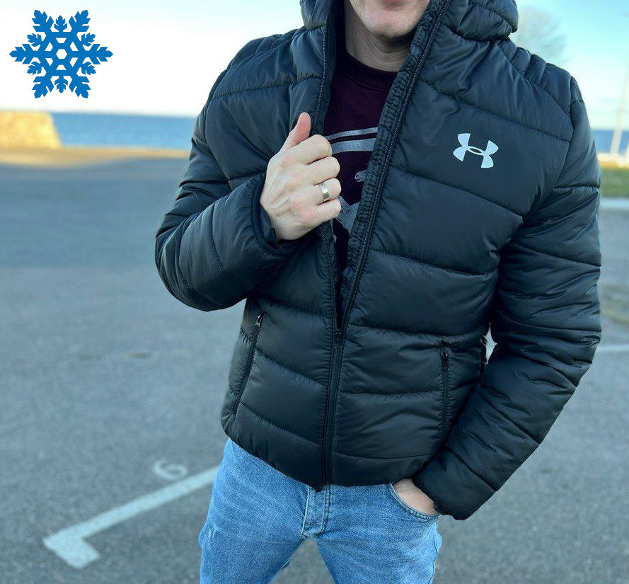 Куртка чоловіча зимова Under Armour тепла чорна Туреччина. Живе фото. Чоловіча куртка, фото 1