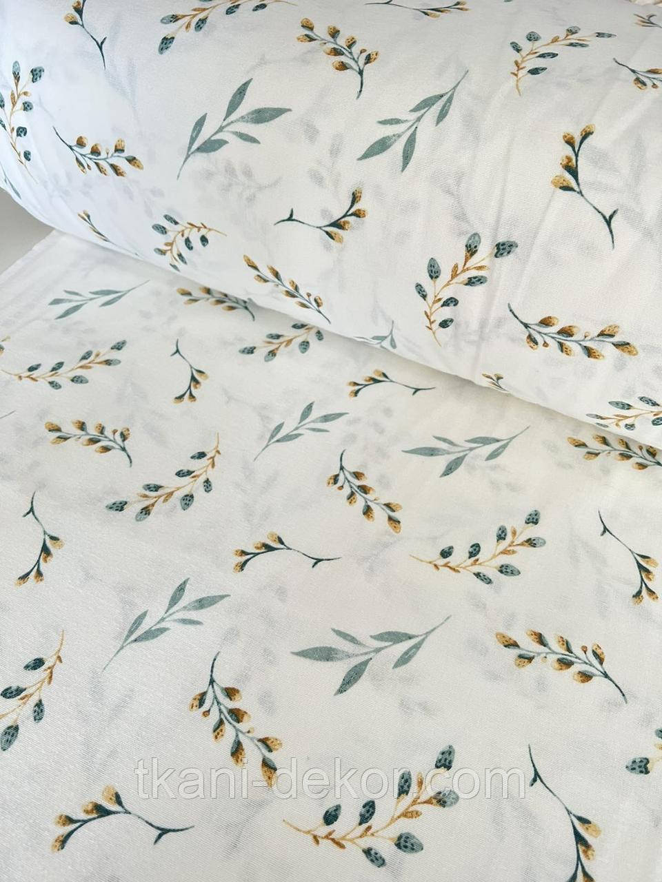 Фланель Гілочки м'ятно-жовті, фото 1