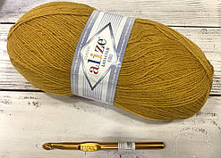 Пряжа для в'язання Lanagold 800. 100 г. 730 м. Колір — гірчичний 645
