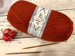 Пряжа для в'язання Lanagold 800. 100 г. 730 м. Колір теракотовий 36