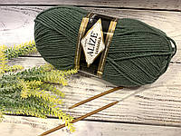 Пряжа для вязания Alize lanagold. 100 г. 240 м. Цвет - зелёный болотный 180