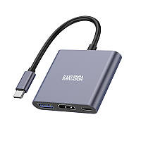 Конвертер USB Hub Kakusiga KSC-750 Type-C на USB 3.0 / HDMI / Type-C PD