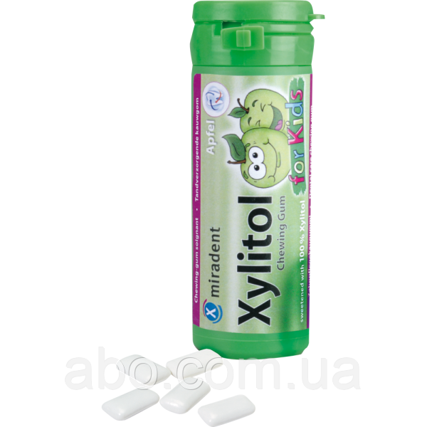 Жувальна гумка з ксилітолом для дітей Miradent Xylitol chewing gum for kids Яблуко 30 шт