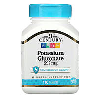 Витамины и минералы 21st Century Potassium Gluconate 595 mg, 110 таблеток