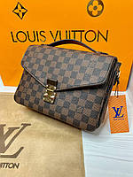 Сумка женская клатч Louis Vuitton квадратная коричневая клетка