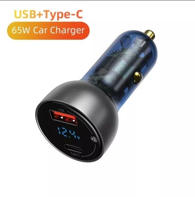 АВТОМОСИЛЬНЕ ЗАРЯДНЕ СТРІВІСТЬ BASEUS USB-C PD QC 4.0 65 W 20V-3,25 A ДЛЯ НОУТБУКІВ