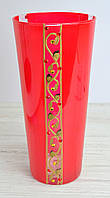 Ваза стеклянная декорированная Афина красная конус Н30см