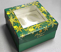 Коробка для мафінів на 4 штуки 170*170*90 новорічна