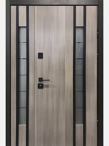 Двері вуличні, модель Thermo Steel Standart 22-08, 2 замки, полуторні, склопакет, фото 1