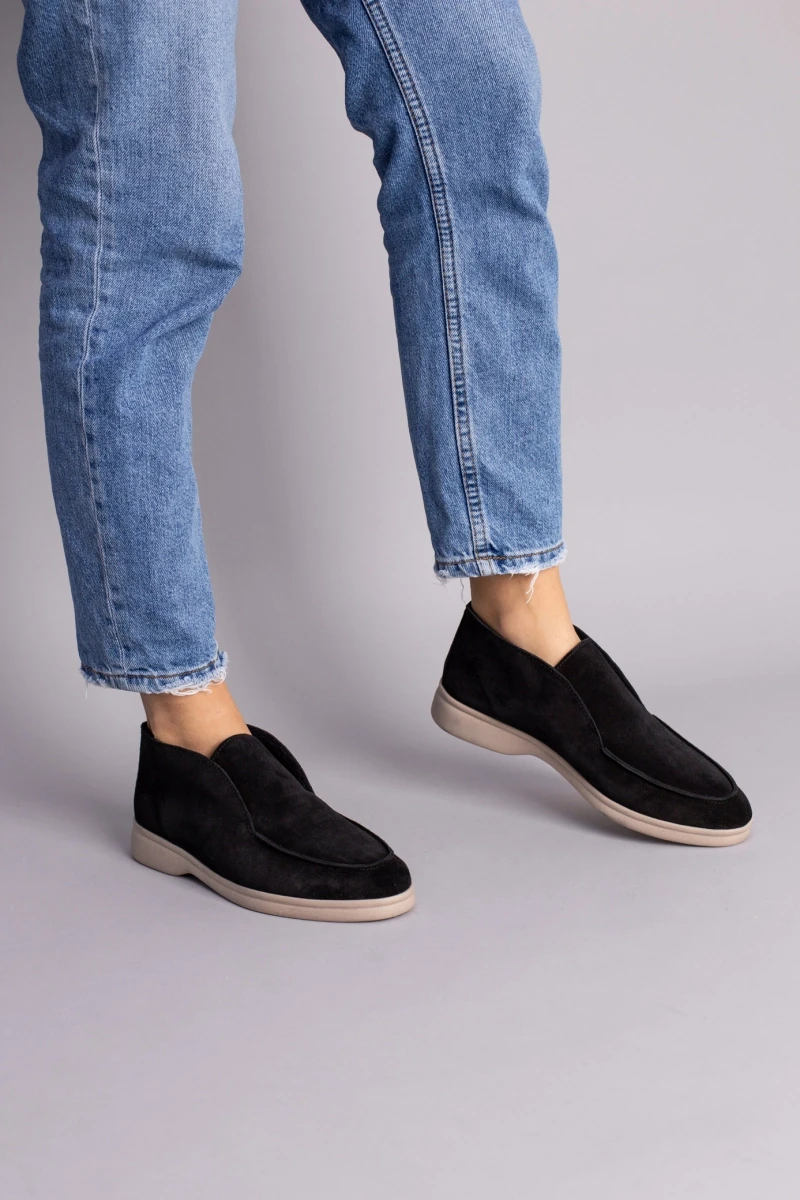Жіночі зимові лофери ShoesBand Чорні натуральні замшеві всередині цигейка 38 (24,5-25 см) (S66531-2з), фото 1