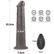 Двошаровий вібратор на присоску Dual Layered Platinum Silicone Rotator Black 10.0 | Puls69, фото 3