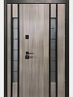 Двери уличные, модель Thermo Steel Standart 22-08, 2 замка, полуторные, стеклопакет