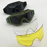 Тактические защитные очки со сменными линзами / Панорамные незапотевающие очки для ЗСУ / Баллистические очки
