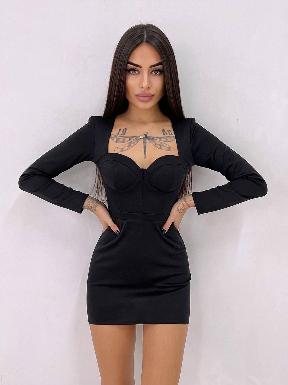 Коротке трикотажне плаття з корсетним верхом і чашками push up (р. 42, 44) 66035042Е, фото 1