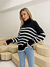 Подовжений в'язаний светр із високим коміром у смужку (р. 42-46) 4043084, фото 2