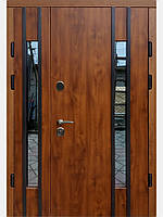 Двери уличные, модель Thermo Steel Standart 22-16, 2 замка, полуторные, стеклопакет