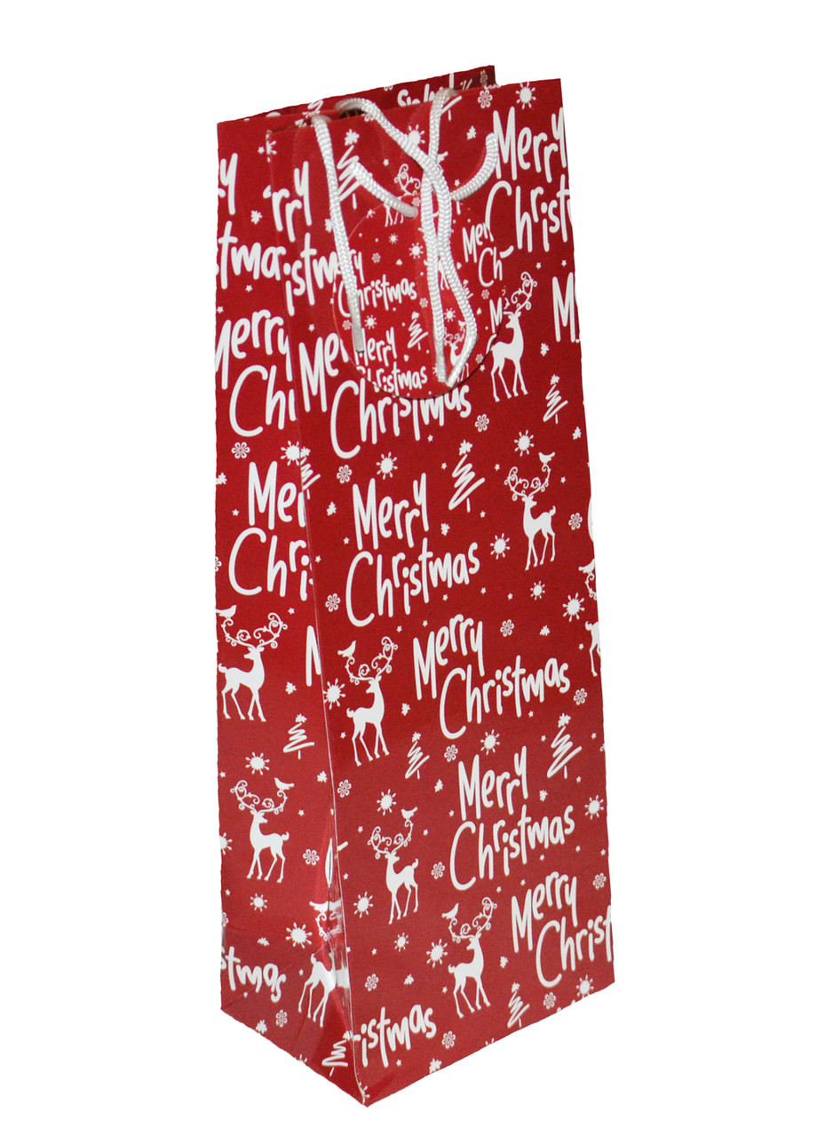 Пакет для подарунків новорічний Melinera 13*9*36 см червоний