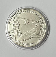Серебренная Монета Токелау 5 долларов 2018 г. Леопардовая Акула