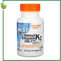 Натуральний вітамін К2 МК-7 з MenaQ7, 100 мкг, 60 рослинних капсул, Doctor's Best, США
