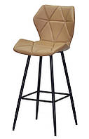Барный стул Torino Bar 75 ML кожзам бежевый 1009 на черных металлических ножках, в скандинавском стиле