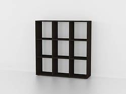 Полиця для книг, стелаж на 9 комірок Id A-0020 Венге темний Ш1072*В1078*Г290