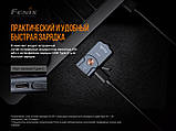Наключний ліхтар брелок FENIX E03R Blue (260LM, Type-C USB, IP66, 6 режимів, +RED Light), фото 7