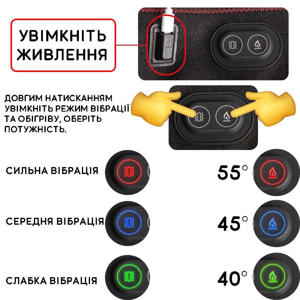 Электрическая USB грелка-пояс с подогревом Lesko YX201 вибрационная согревающая с кнопками GL_55 - фото 8 - id-p1723724679