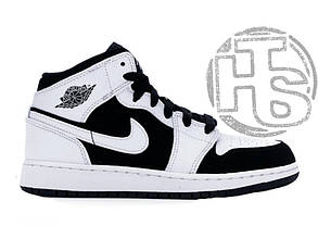 Жіночі кросівки Air Jordan 1 Mid White Black (з хутром) 554724-113