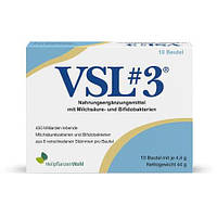 VSL#3 10 стиков, 450 млрд живих молочнокислих бактерий и бифидобактерий , 8 разных штаммов. Германия