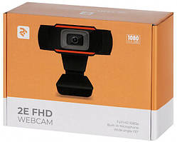 Веб-камера FullHD 2E 2E-WCFHD USB мікрофон чорн.+помаран. нова