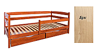 Дитяче дерев'яне ліжко Єва з шухлядами та доп перегородкою Горіх світлий 70*140 см (Мікс-Мебель ТМ) Бук натуральний, 80х190