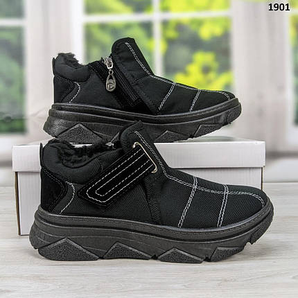 Черевики зимові підліткові чорні плащівка Dago Style, фото 1