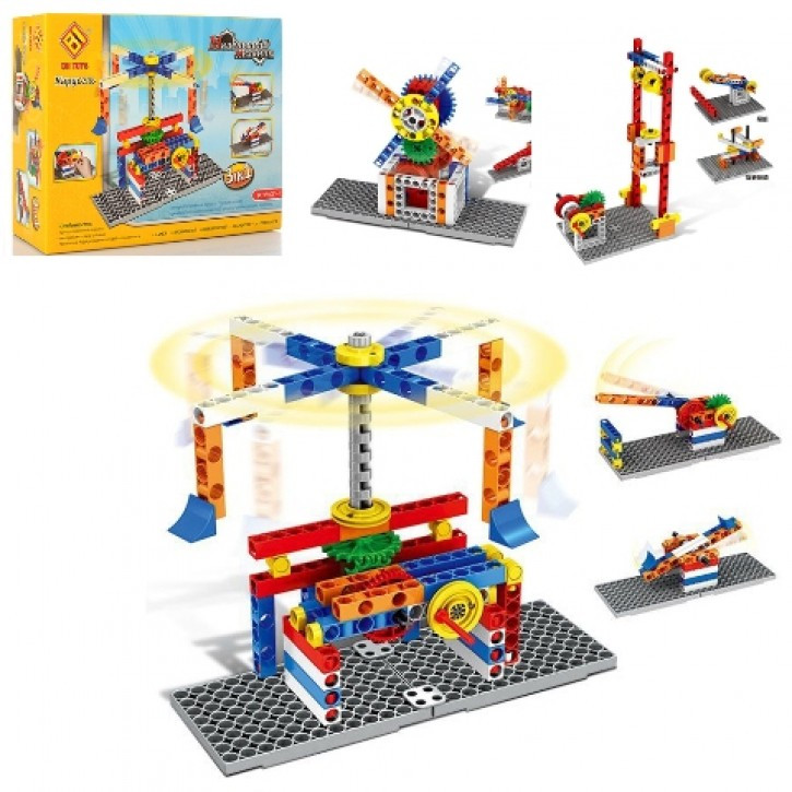 Конструктор 1301-2-4 (30шт) 3в1, шестерні, 3 види (млин/карусель/підйомник), в кор-ці, 23-17-7см